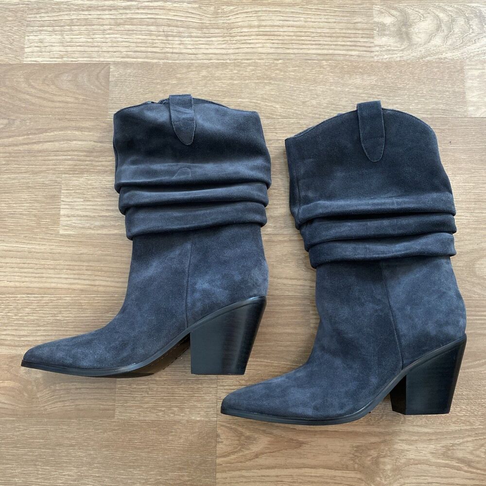 Marc Fisher LTD Myleea Womens Boots 6.5M Black Suede Slouchy Pointy Knee High - Picture 3 of 11